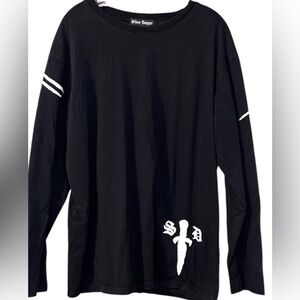 Black Long Sleeve Shirt with White Skull Design 2X
